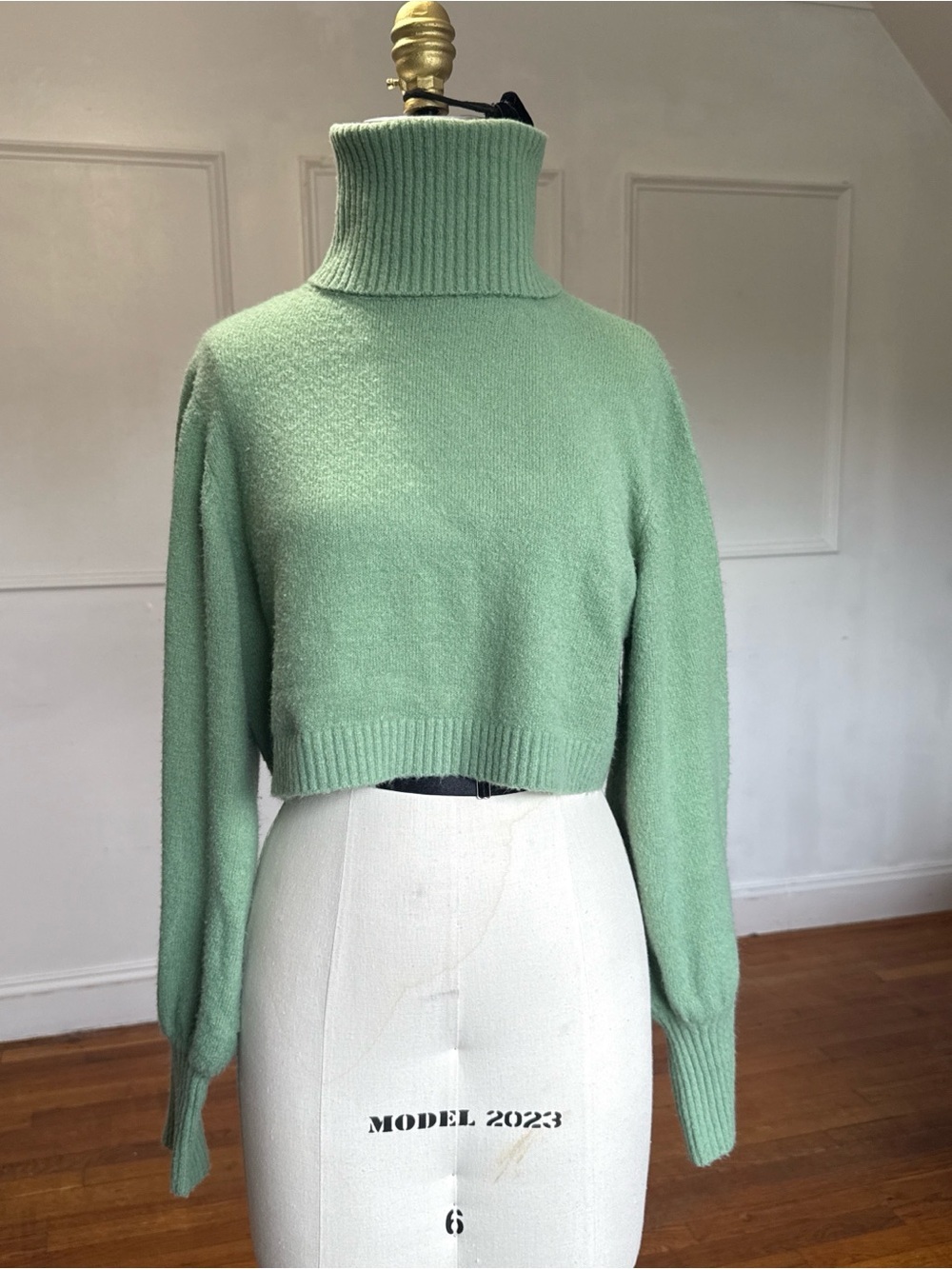 Princess Polly Mint Green Cropped Turtleneck Sweater
